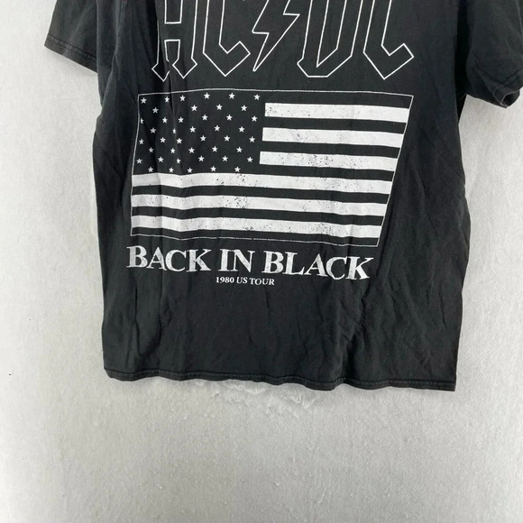 ACDC T-Shirt Women's Sz M Black ACDC Back In Black 1980 US Tour Crew Neck - Picture 3 of 10